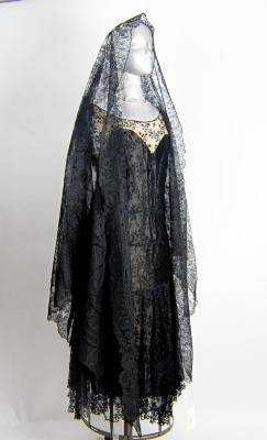 Gown, Evening, Black Lace 
