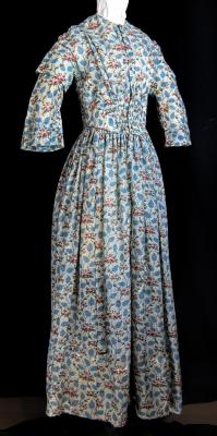Costume - Dress in Pink and Blue Flowered Linen
