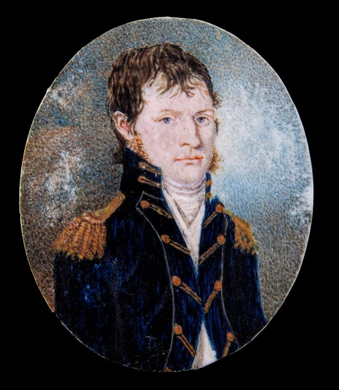 Watercolor on ivory portrait of unknown Naval officer