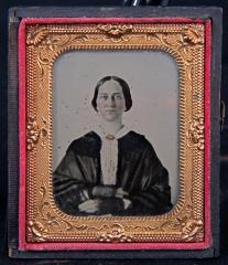 Tintype portrait of Lydia A. Coe