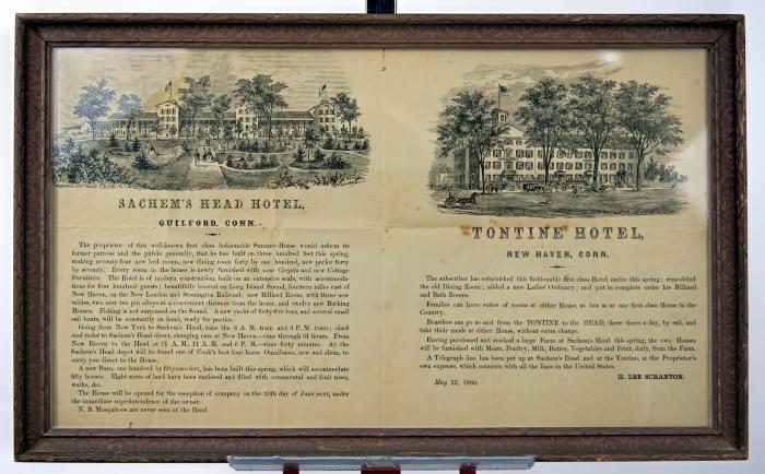 Publication, Document - Advertisements for Sachem's Head (Guilford) and Tontine Hotel (1860)
