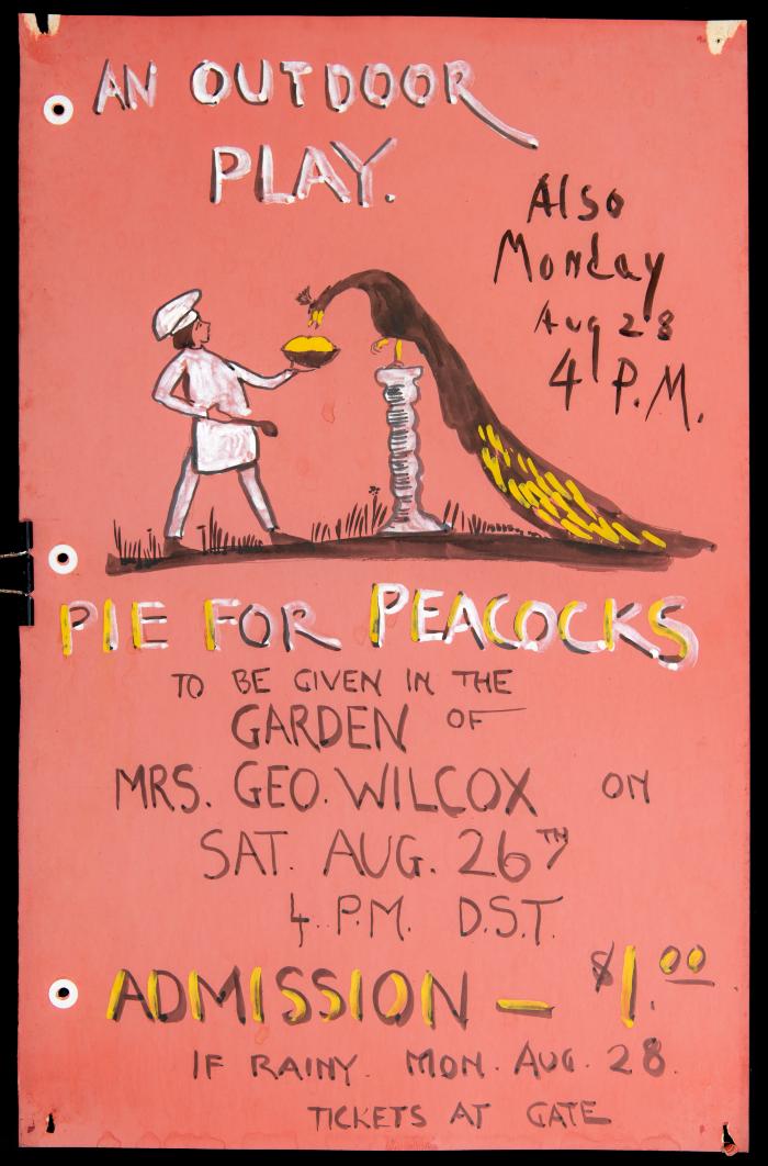 Poster - "Pie for Peacocks" Play - 2