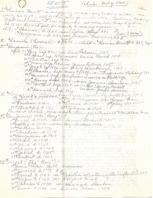 Coll. 003 Fold. 026 Doc. 004  Hewitt Genealogy (Taken from Wheeler's History of Stonington)