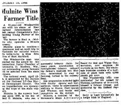 Newspaper article, "Mulnite Wins Farmer Title".