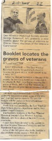 "Booklet locates the graves of veterans." Journal Inquirer article, February 11, 2005.