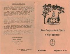 225th Anniversary Music Program, First Congregational Church of East Windsor at Scantic, Organized 1752