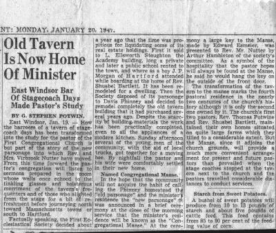 Newspaper Article - Old Tavern is now Home of Minister