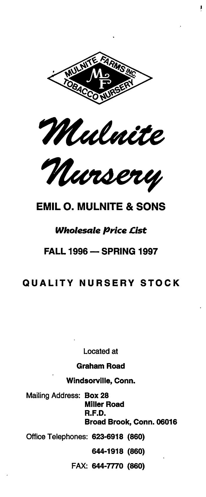 Brochure for Mulnite Nursery.
