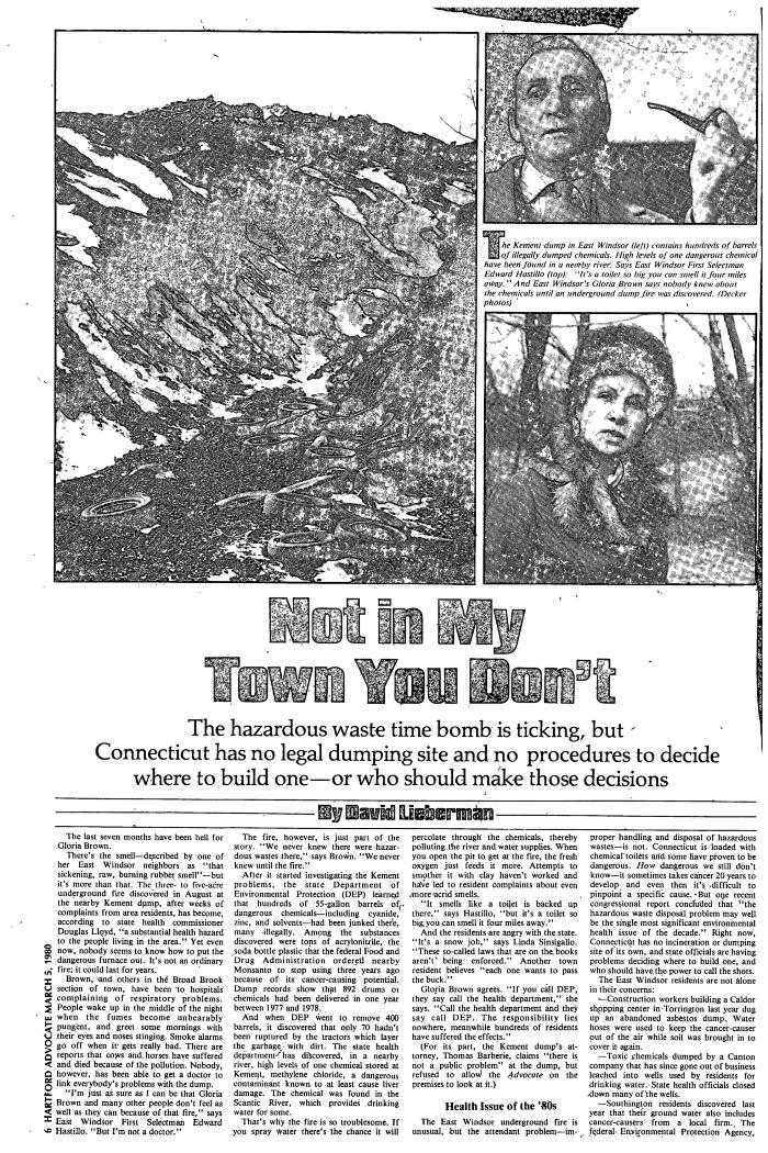 Two newspaper articles: "The Fire Next Time" and "Not in My Town You Don't". 