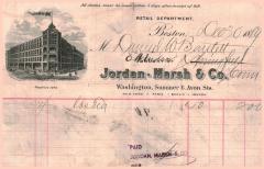 Receipted Invoice from Jordan Marsh and Company Boston MA.