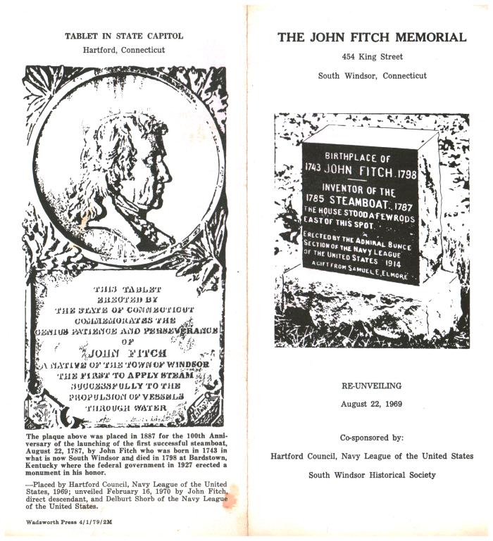 The John Fitch Memorial, 434 King Street, South Windsor, Connecticut.