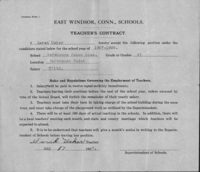 Teachers' Contract for Sarah Usher, May 17, 1927