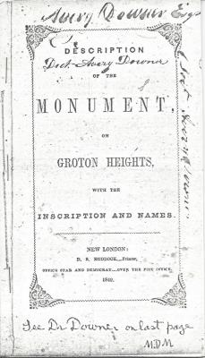 Coll. 002 Fold. 009 Doc. 017 Photocopy of Description of the Monument on Groton Heights - front  page