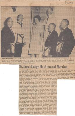 St. James Lodge Has Unusual Meeting