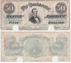 Confederate States of America 50 dollar bill