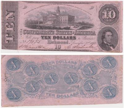 Confederate States of America 10 dollar bill #3