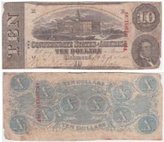 Confederate States of America 10 dollar bill #1