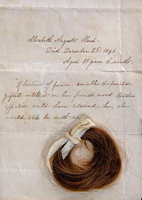 Photo of Elizabeth Hand's hair & epitaph