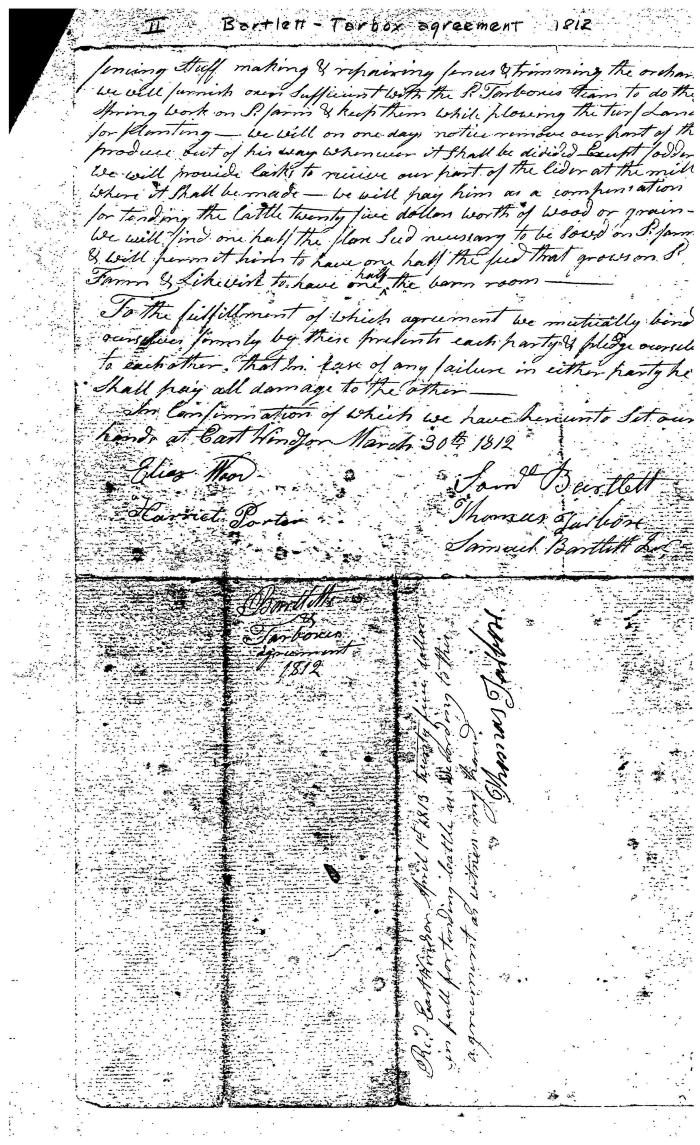Bartlett-Tarbox handwritten agreement.