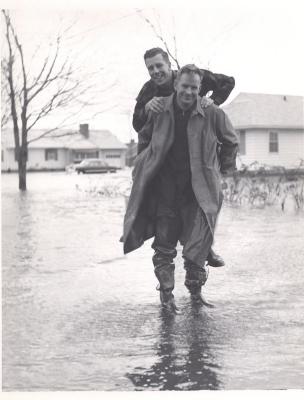Hurricane of 1953 - Two Men in Floodwaters