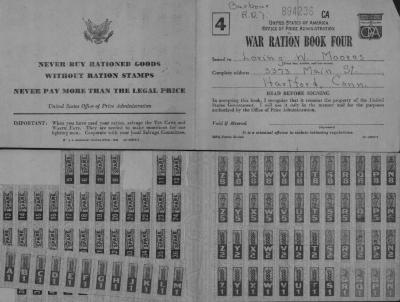 WWII Ration Books (2) and one envelope of gas ration stamps