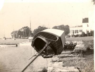 1938 Hurricane Southport boat awash on shore