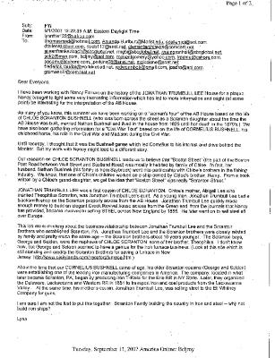 Email from Lynn Friedman re Johnathan Trumbull Lee House