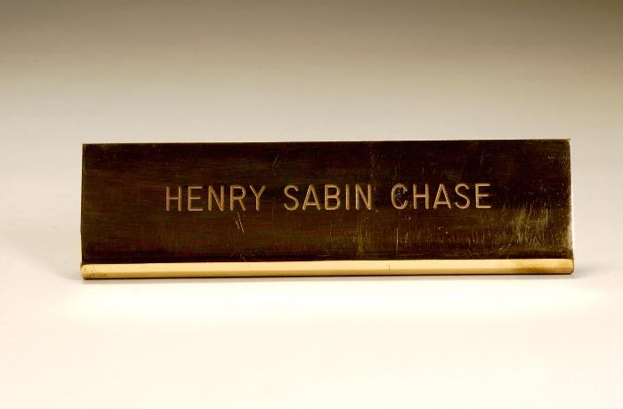 Henry Sabin Chase Name Plate;Henry Sabin Chase Name Plate