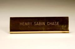 Henry Sabin Chase Name Plate;Henry Sabin Chase Name Plate