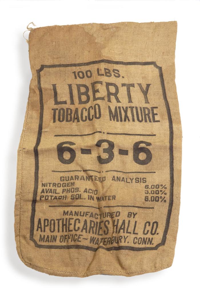 Burlap Bag: "Liberty Tobacco Mixture";Burlap Bag: "Liberty Tobacco Mixture"
