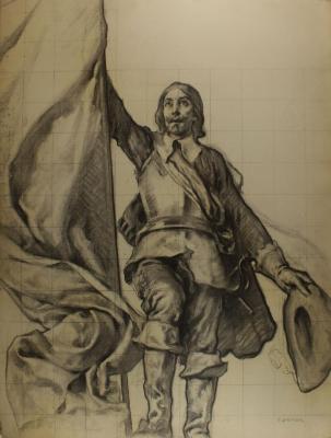 Portrait of Robert de LaSalle (mural study)