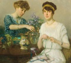 The Artist’s Wife and Her Sister Arranging Flowers