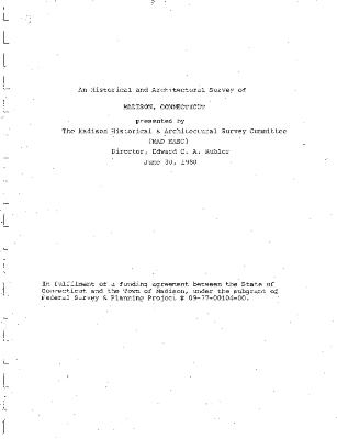 Historical & Architectural Survey of Madison Vol 1
