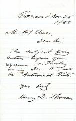 Letter to Augustus Sabin Chase from Henry David Thoreau