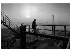 Worker on Scaffold, Hudong Shipyard, Shanghai, China