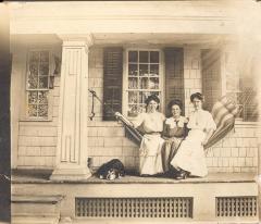 Three Women on Hammock On Porch