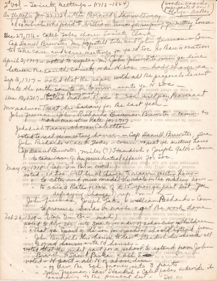 A Book of Record for the First Church in Preston Transcripts pg. 11