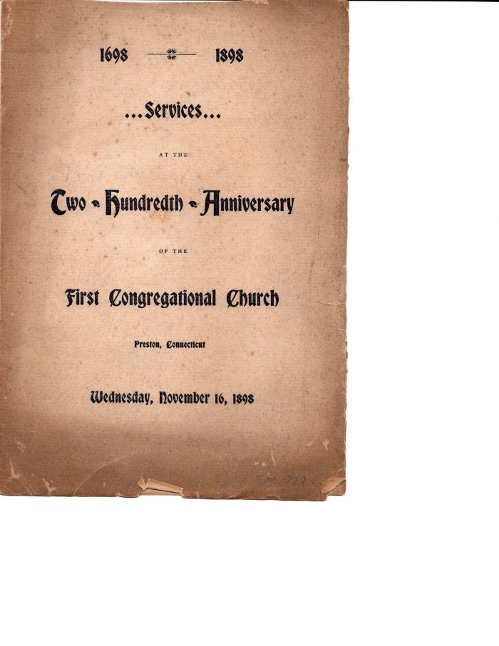 Services at the Two Hundredth Anniversary of the First Congregational Church