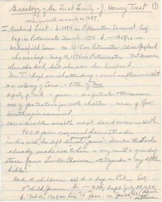 Genealogy of the Treat Family - J. Harvey Treat
Marion Hall Notes