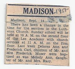 Lutheran Church of Madison at Lee's Academy 1950-1955