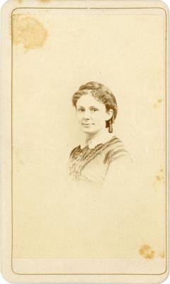 Carte de visite of Miss Elizabeth Earle, Principal of Saint Margaret's School from 1869-1870