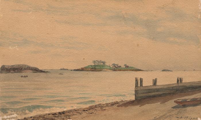 Artwork, Painting - Watercolor of Tuxis (?) Island 