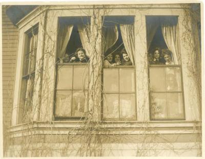 Saint Margaret's School students looking out of the windows