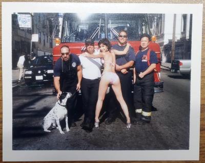Untitled (Instant Photograph: Self Portrait with Firefighters, Dalmatian, and San Francisco Fire Department)