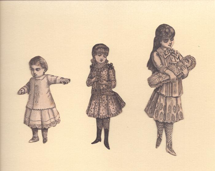 Toys, Dolls - Paper Dolls, Three Paper Doll Children 