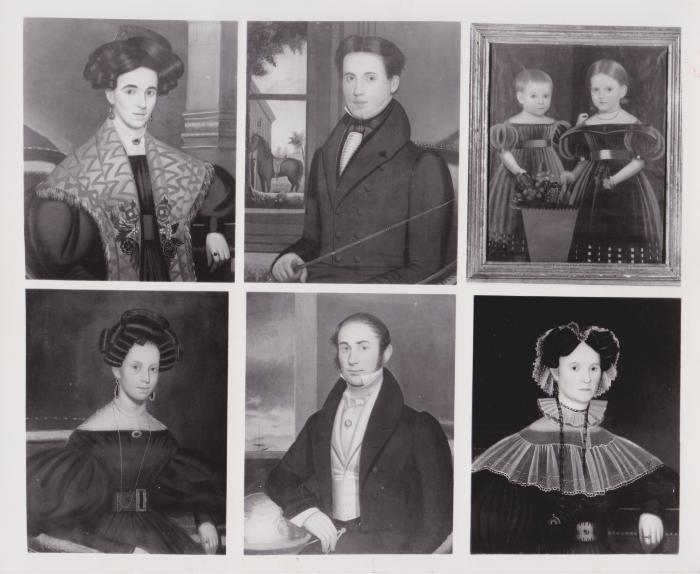 photograph of 6 painted portraits