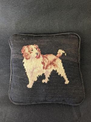 Textiles and Linen - Needlepoint Pillow With Dogs Made By Mary Elizabeth Prudden Scranton Browne