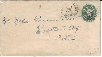 Envelope postmarked 1901 containing picture of St. James Church