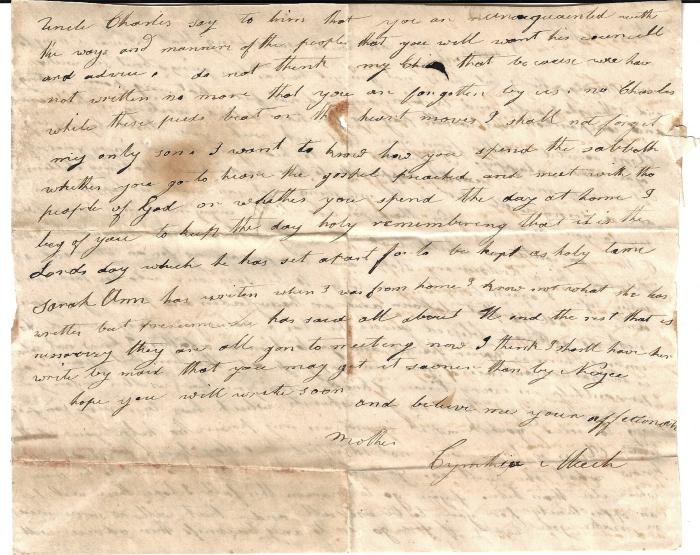 Letter to Charles Meech from Cynthia Meech
