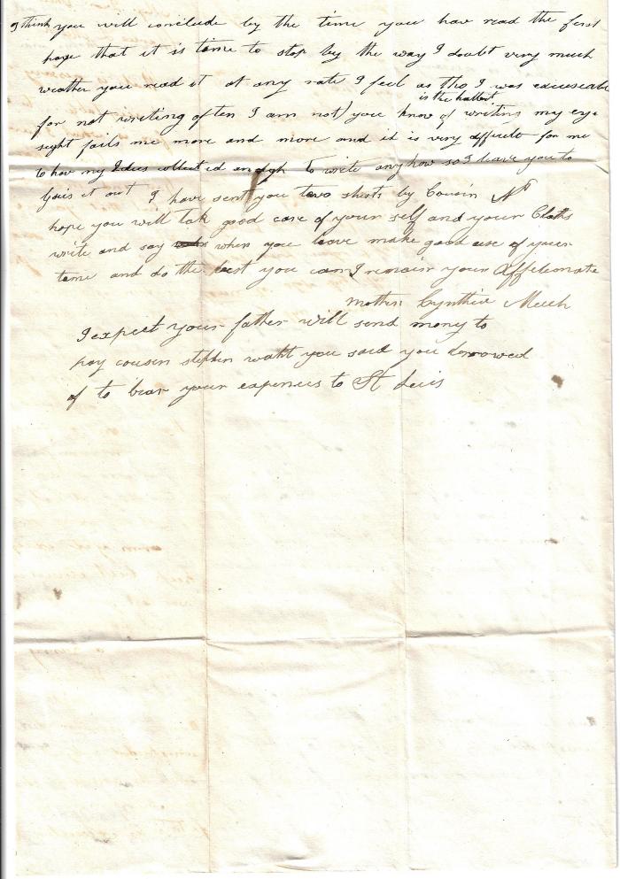 Letter to Charles L. Meech from Mother Cynthia Meech